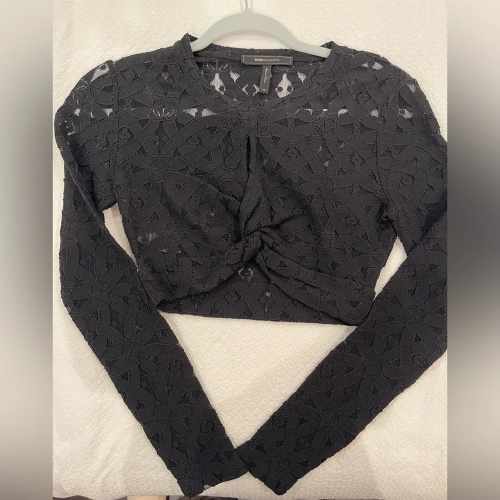 BCBG‎ long sleeve crop top lace XS